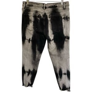 VERVET Haylie High Rise Black Tie Dye Raw Hem Skinny Denim Jeans Size 32 (32x26)